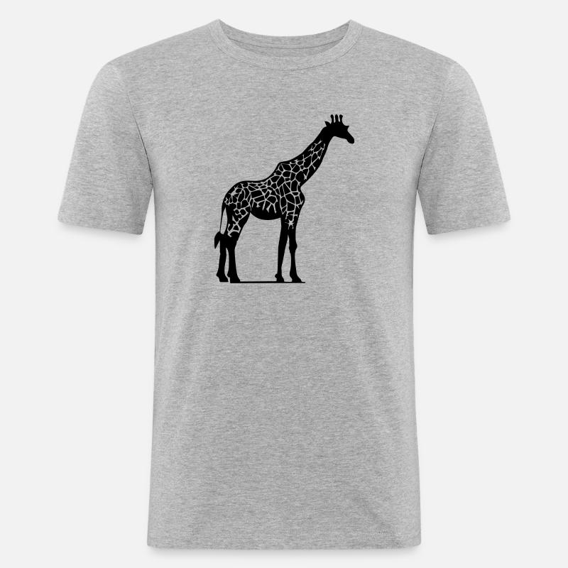Giraffe - Männer Slim Fit T-Shirt - Grau meliert