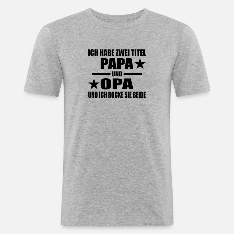 Papa - Männer Slim Fit T-Shirt - Grau meliert