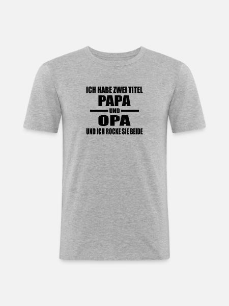 Papa - Männer Slim Fit T-Shirt - Grau meliert