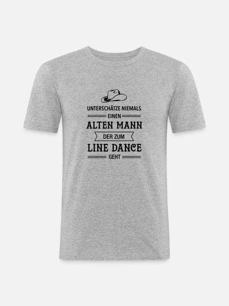 Vieil homme - danse de ligne - papa grand-père - T-shirt près du corps Homme - gris chiné