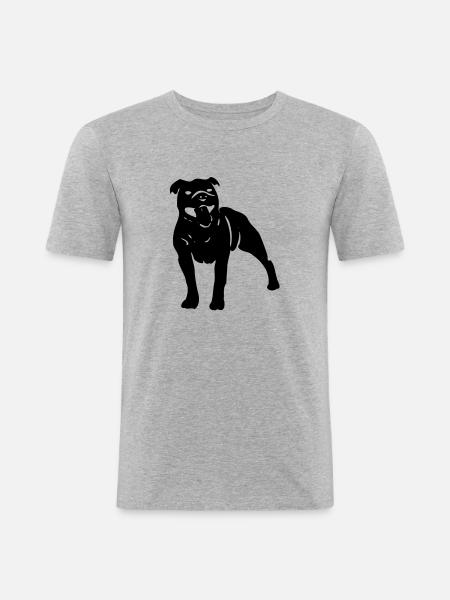staffbull dog - Men's Slim Fit T-Shirt - heather grey