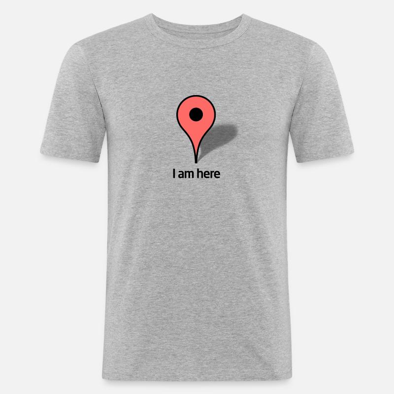 Google Map Marker - Männer Slim Fit T-Shirt - Grau meliert