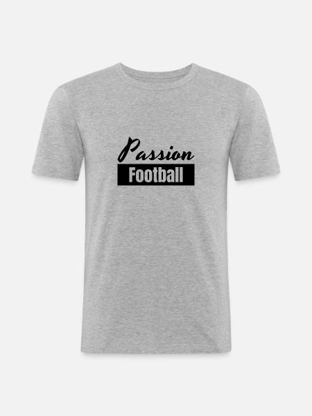 Leidenschaft für Fußball - Männer Slim Fit T-Shirt - Grau meliert