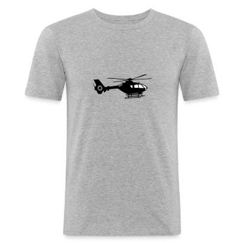 EC-135 Helicopter - Hubschrauber - Männer Slim Fit T-Shirt - Grau meliert - Vorne - Nik (191cm)