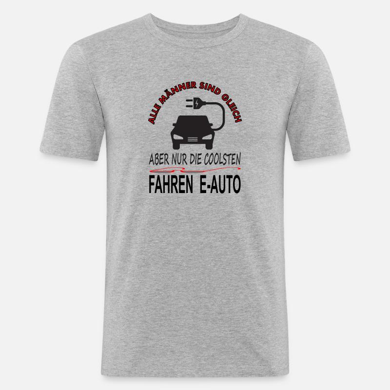 E-Auto fahren Elektroauto Autofahrer Geschenkidee - Männer Slim Fit T-Shirt - Grau meliert