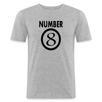 Numéro 8 Numéro huit J’ai 8 ans Cadeau - T-shirt près du corps Homme - gris chiné - Devant - Nik (191cm)