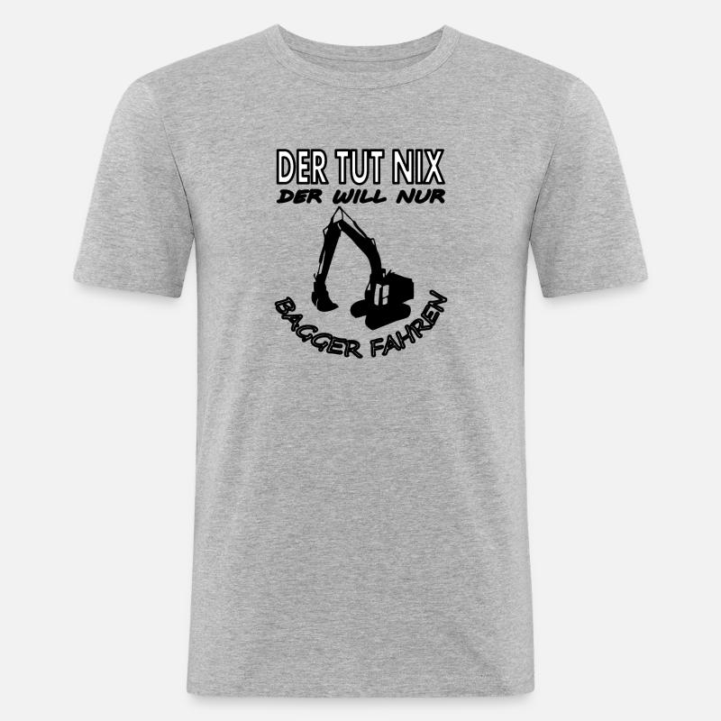 Bagger fahren Baggerfahrer Baustelle Geschenkidee - Männer Slim Fit T-Shirt - Grau meliert