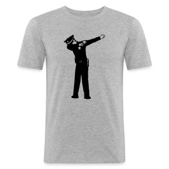 police tamponnant - T-shirt près du corps Homme - gris chiné - Devant - Nik (191cm)