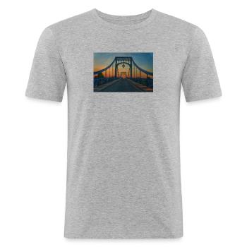 Kw brücke - Männer Slim Fit T-Shirt - Grau meliert - Vorne - Nik (191cm)