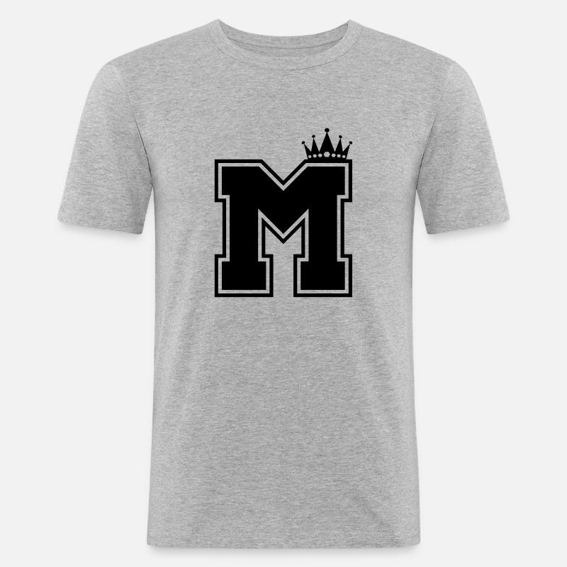 buchstabe M Krone - Männer Slim Fit T-Shirt - Grau meliert