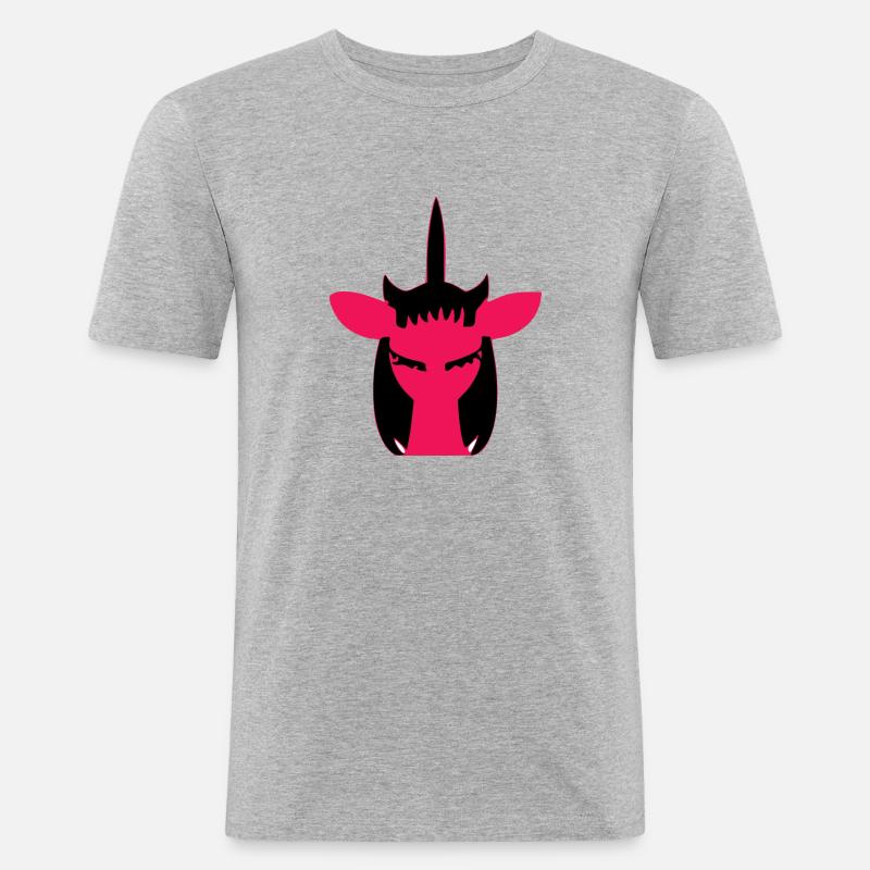 Das rote Einhorn - Männer Slim Fit T-Shirt - Grau meliert