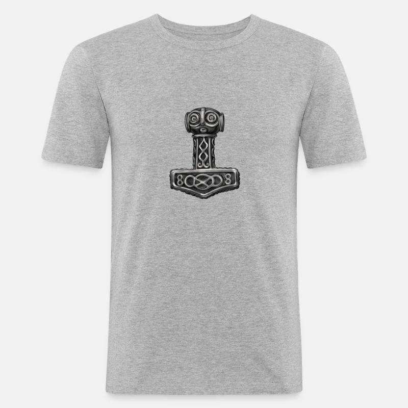 Thor Hammer Mjölnir Mjolnir - Männer Slim Fit T-Shirt - Grau meliert