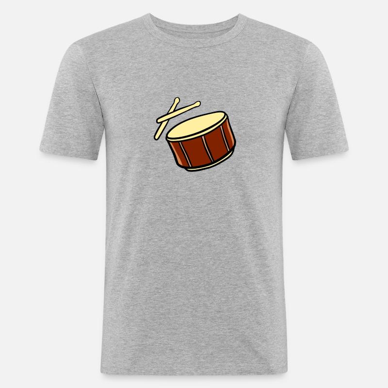 Trommel mit Schläger - Männer Slim Fit T-Shirt - Grau meliert