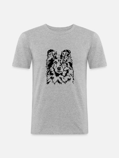 SHELTIE Krone Dog Wilsigns - Men's Slim Fit T-Shirt - heather grey