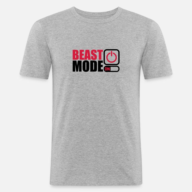 Beast Mode On Power An - Männer Slim Fit T-Shirt - Grau meliert