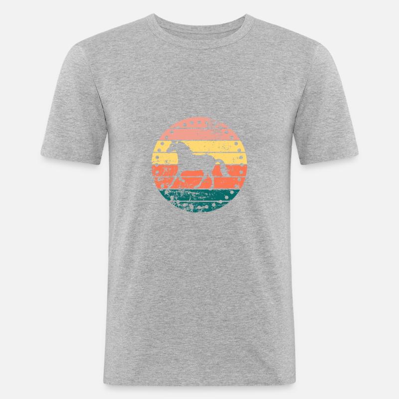 Pferd - Männer Slim Fit T-Shirt - Grau meliert