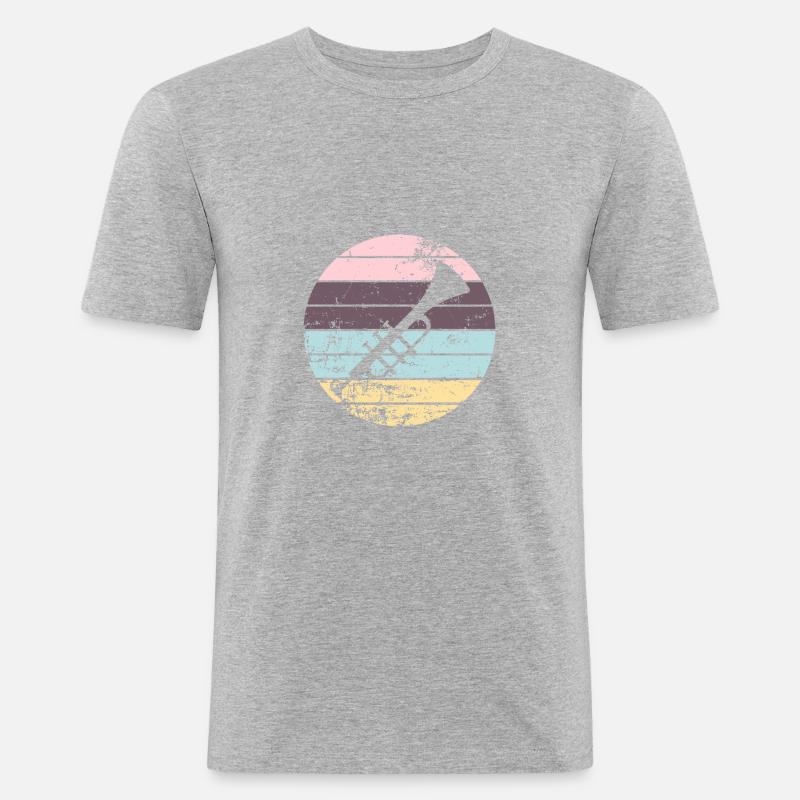 Trompete - Männer Slim Fit T-Shirt - Grau meliert
