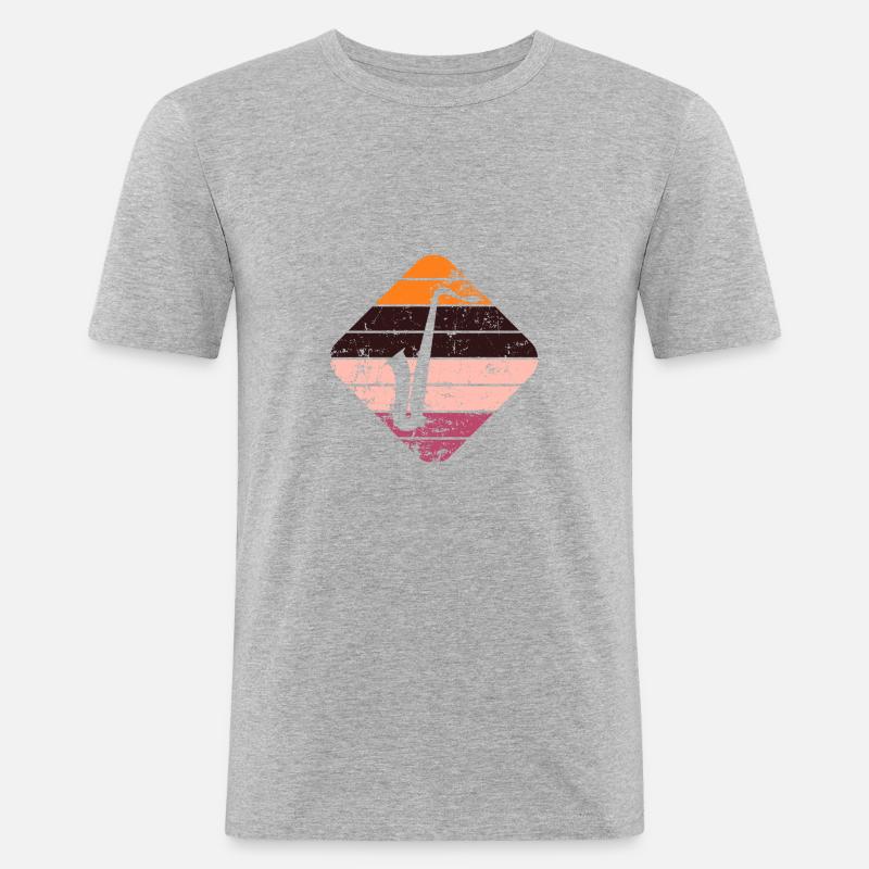 Saxofon - Männer Slim Fit T-Shirt - Grau meliert