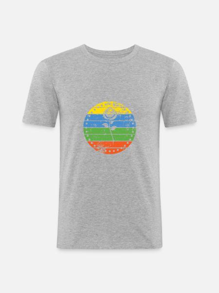 Rose - Männer Slim Fit T-Shirt - Grau meliert