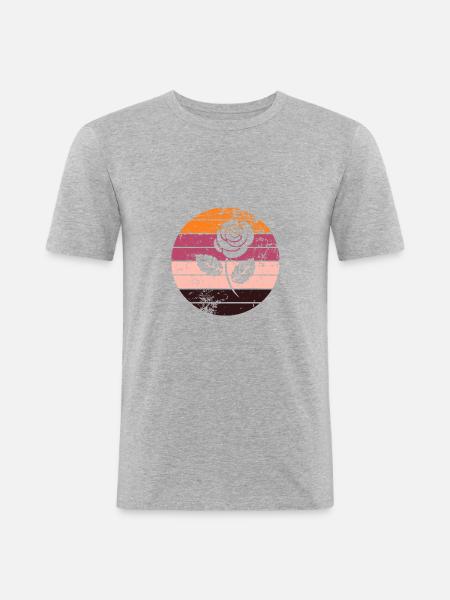 Rose - T-shirt près du corps Homme - gris chiné