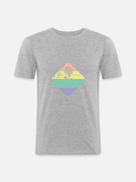 Rose - T-shirt près du corps Homme - gris chiné