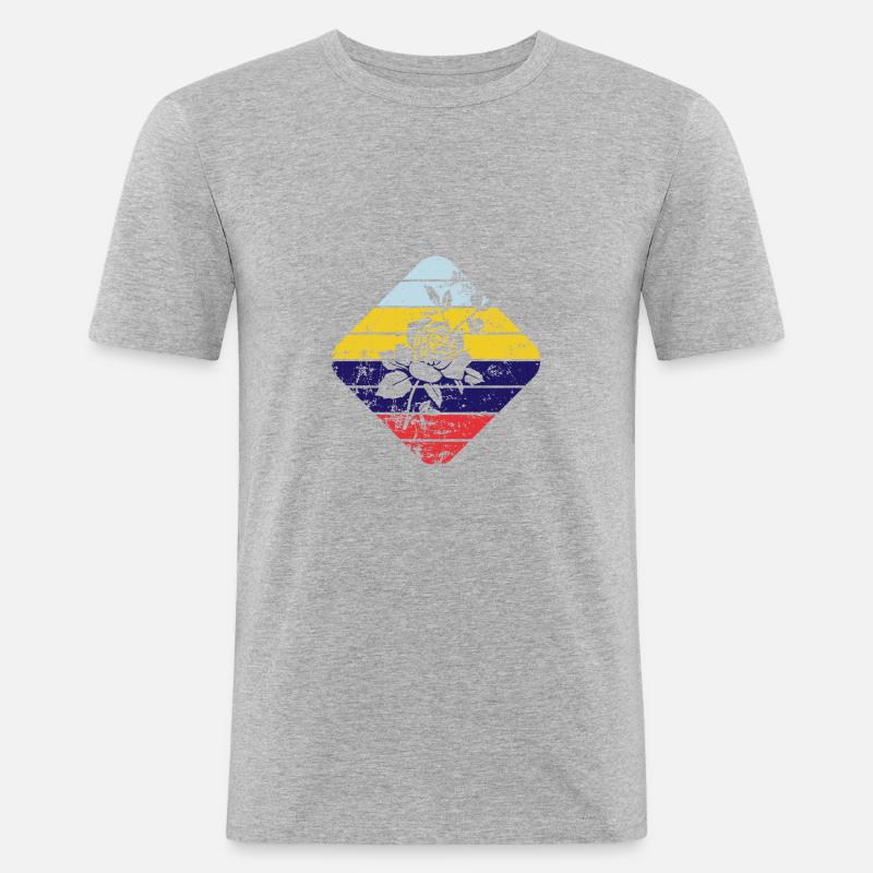 Rose - Männer Slim Fit T-Shirt - Grau meliert
