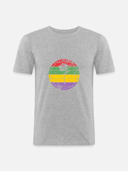 Rose - Männer Slim Fit T-Shirt - Grau meliert