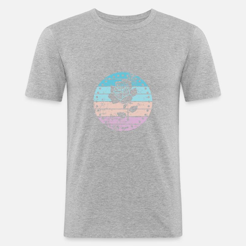 Rose - Männer Slim Fit T-Shirt - Grau meliert