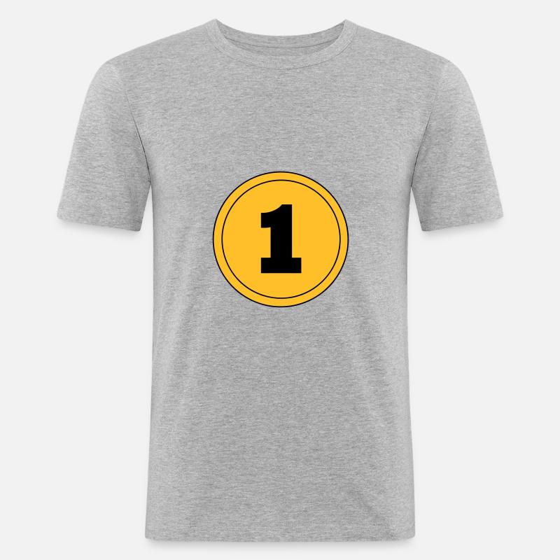 Nummer 1 - Männer Slim Fit T-Shirt - Grau meliert