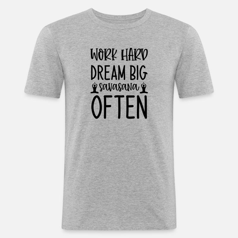 work hard - Männer Slim Fit T-Shirt - Grau meliert