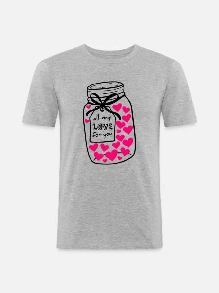 Mason jar full of love - Men's Slim Fit T-Shirt - heather grey