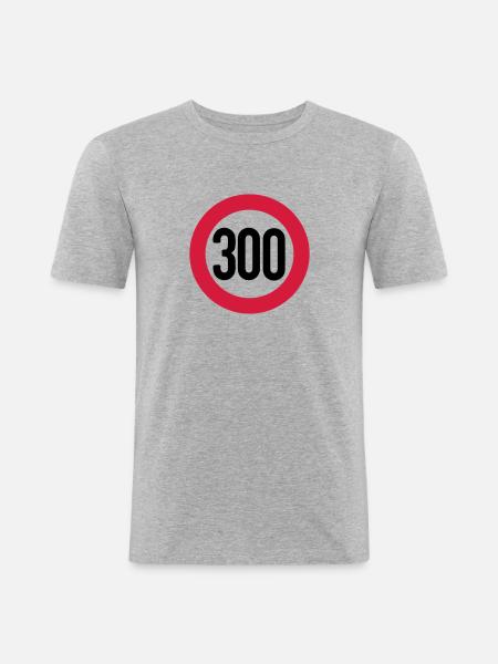 300 km/h - T-shirt près du corps Homme - gris chiné