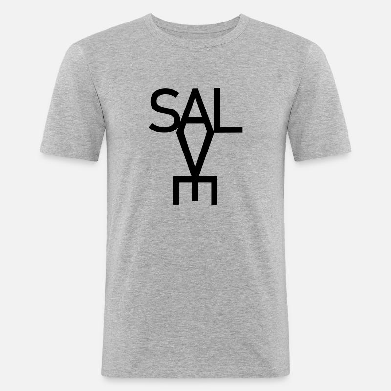 SALVE AVE - Männer Slim Fit T-Shirt - Grau meliert