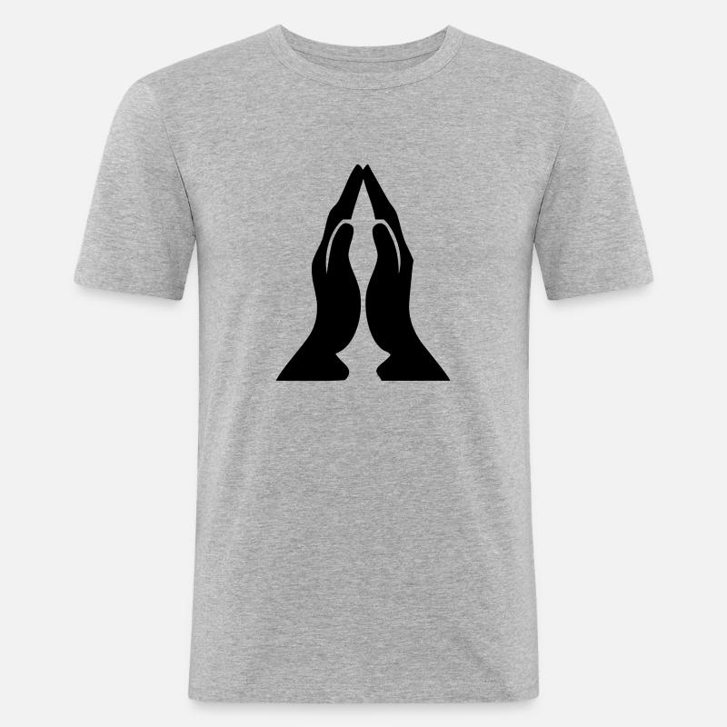 praying_hands_01 - Männer Slim Fit T-Shirt - Grau meliert