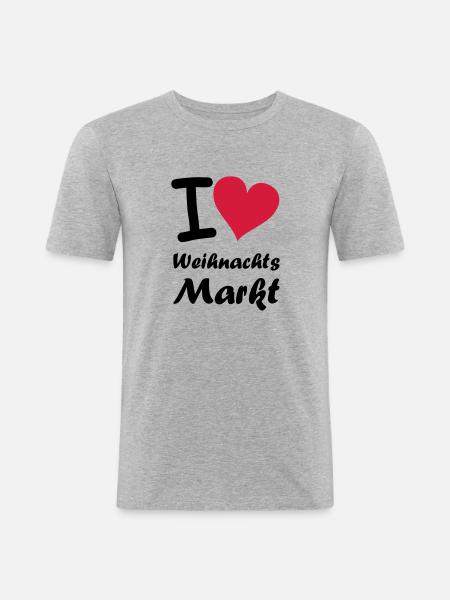 i_love_weihnachtsmarkt - Männer Slim Fit T-Shirt - Grau meliert