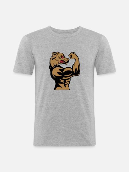 strong dog 002 - Men's Slim Fit T-Shirt - heather grey