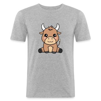 Cute Bull - Men's Slim Fit T-Shirt - heather grey - Front - Nik (191cm)