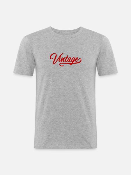 Weinlese - Männer Slim Fit T-Shirt - Grau meliert