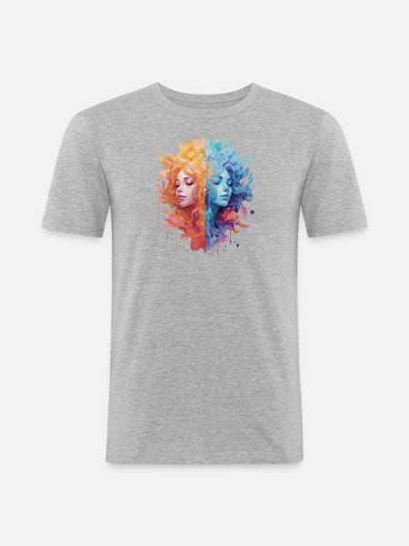 I AM ♊️ GEMINI ♊️ - Men's Slim Fit T-Shirt - heather grey