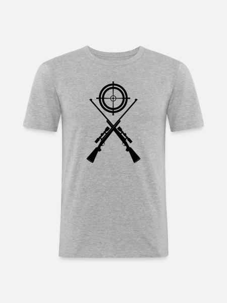 Deux fusils croisés avec visière - T-shirt près du corps Homme - gris chiné