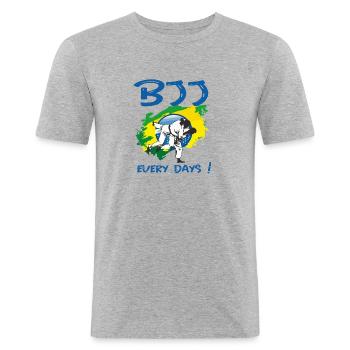 BJJ EVERY DAYS - Men's Slim Fit T-Shirt - heather grey - Front - Nik (191cm)
