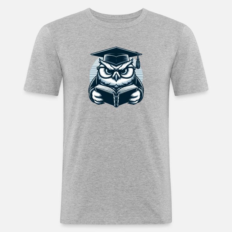 Lesende Eule - Männer Slim Fit T-Shirt - Grau meliert