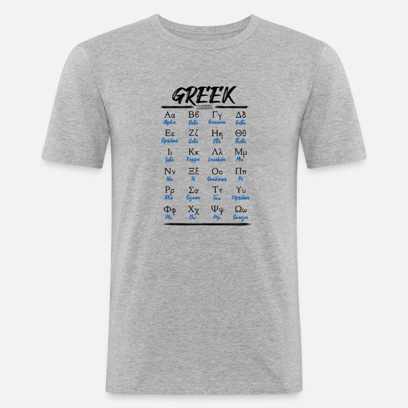 Griechisches Alphabet Buchstaben Lernen - Männer Slim Fit T-Shirt - Grau meliert