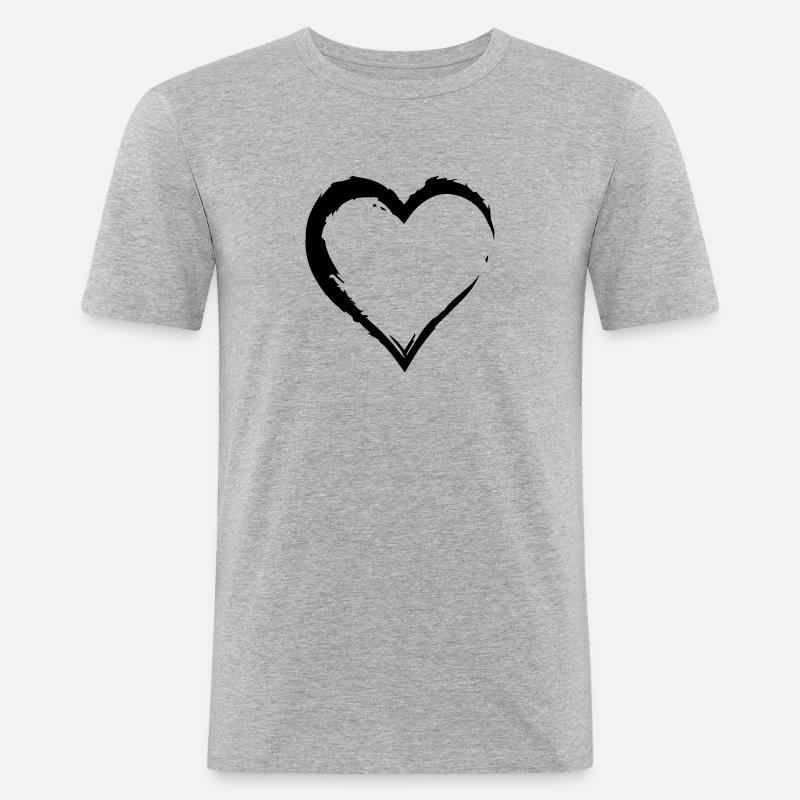 HEART - Männer Slim Fit T-Shirt - Grau meliert