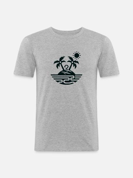Island with 2 palm trees - Men's Slim Fit T-Shirt - heather grey
