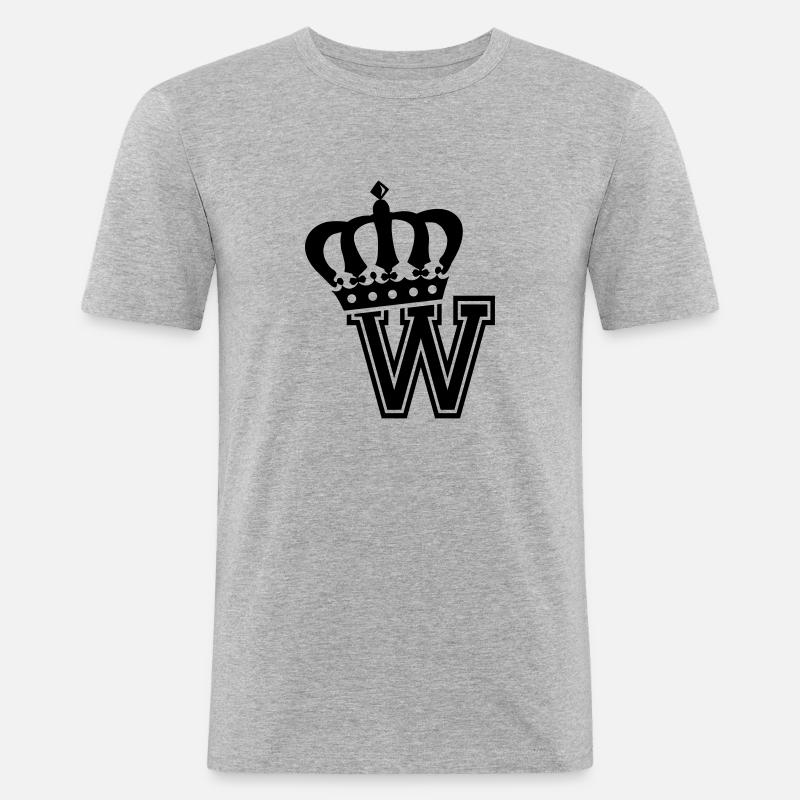 Buchstabe W - Männer Slim Fit T-Shirt - Grau meliert