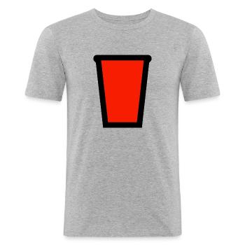 Tasse en plastique rouge pour boissons alcoolisées - T-shirt près du corps Homme - gris chiné - Devant - Nik (191cm)