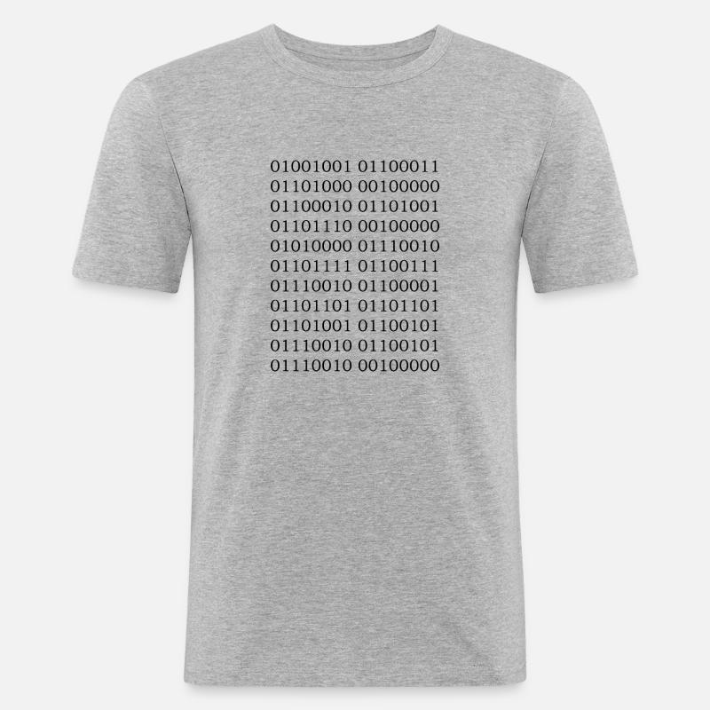 Binär Code "Ich bin Programmierer" - Männer Slim Fit T-Shirt - Grau meliert