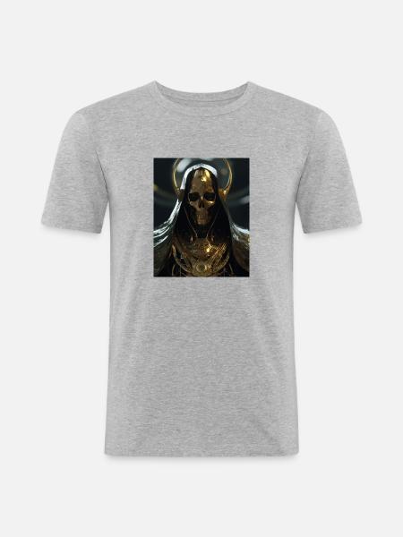 Golden Death - Männer Slim Fit T-Shirt - Grau meliert