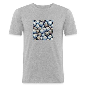Golfball Mosaik - Männer Slim Fit T-Shirt - Grau meliert - Vorne - Nik (191cm)
